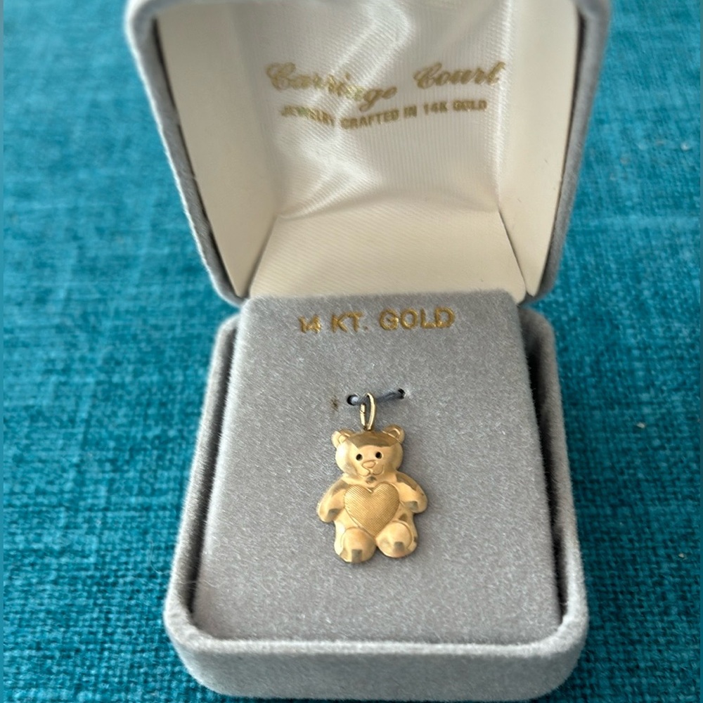 Solid 14K teddy bear charm